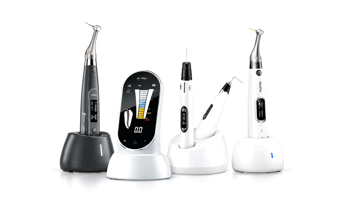 Endodoncia Woodpecker: Ai-Motor Terauchi Black, localizador Ai-Pex, obturación Fi-E y Fi-P y motor Motopex