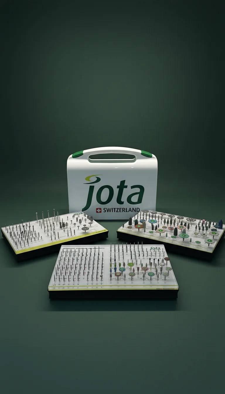 Maletín de muestras JOTA Switzerland — fresas dentales para visita comercial