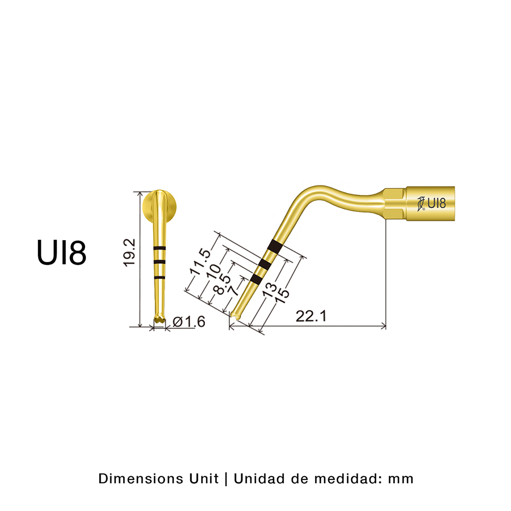 Punta cirugía UI8 Woodpecker para Mectron®, Woodpecker Ultrasurgery y otros | Implantología