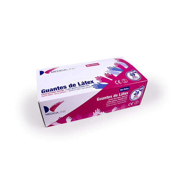 Guantes látex sin polvo MEDICALINE. Protección dental e higiene.