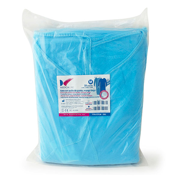 Bata Azul 30G Puño Elástico Tejido