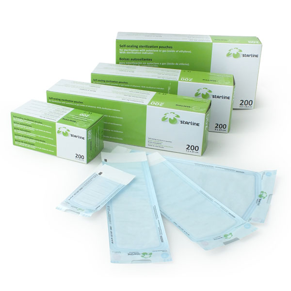 Bolsas autoadhesivas STARLINE para esterilización dental.