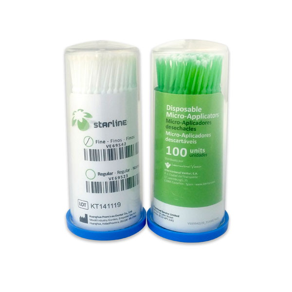 Micro-aplicadores finos STARLINE, 100 unidades. Aplicación dental precisa.