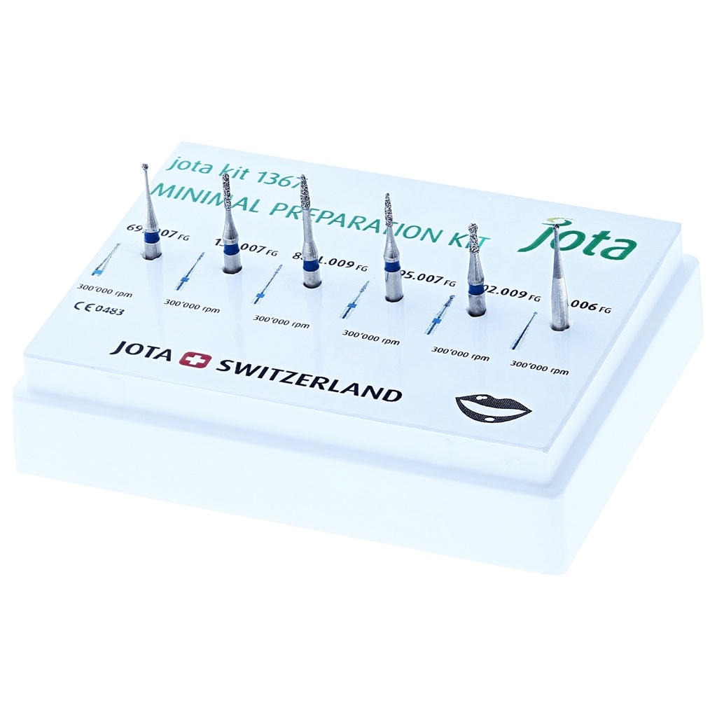 Kit Micro Preparación dental JOTA: fresas abrasivas y mandril.