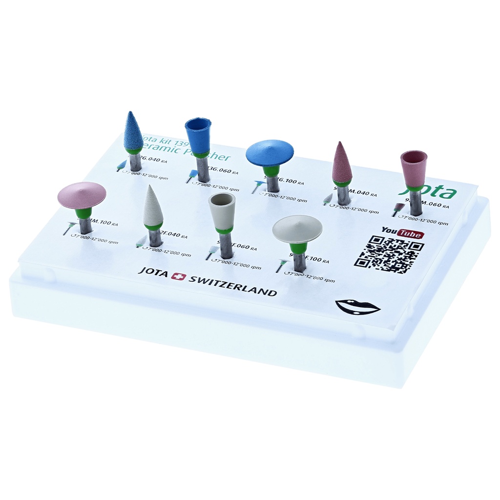 Kit diamantado JOTA para cerámica dental en 3 pasos.