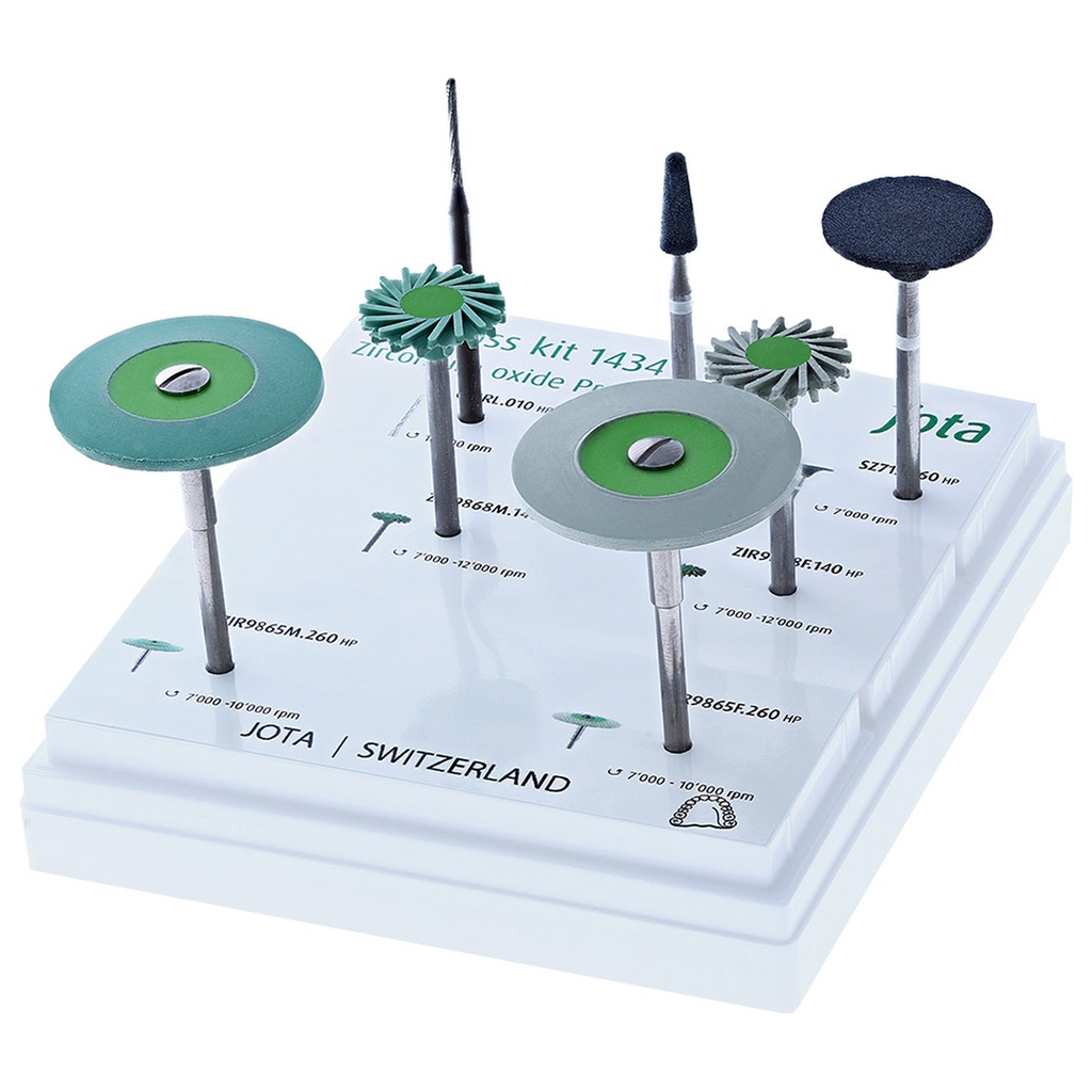 Kit Zirconio Lab JOTA: fresas, pulidores y accesorios para cerámica.