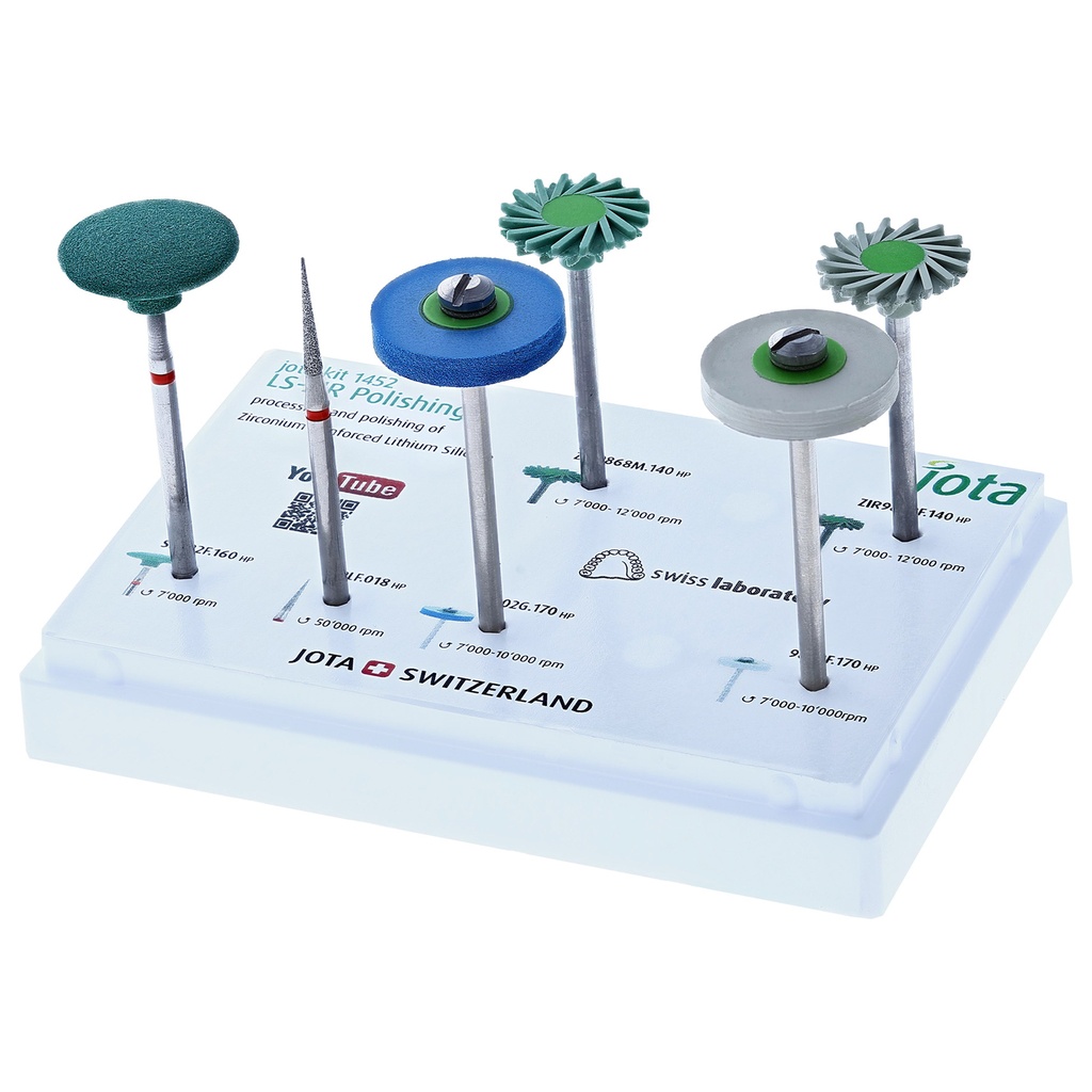 Kit pulido JOTA para di-silicato y zirconio dental.