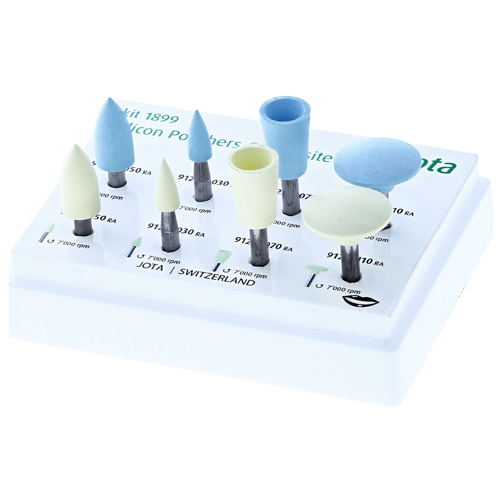 Kit siliconados JOTA para pulido y acabado de composite dental.