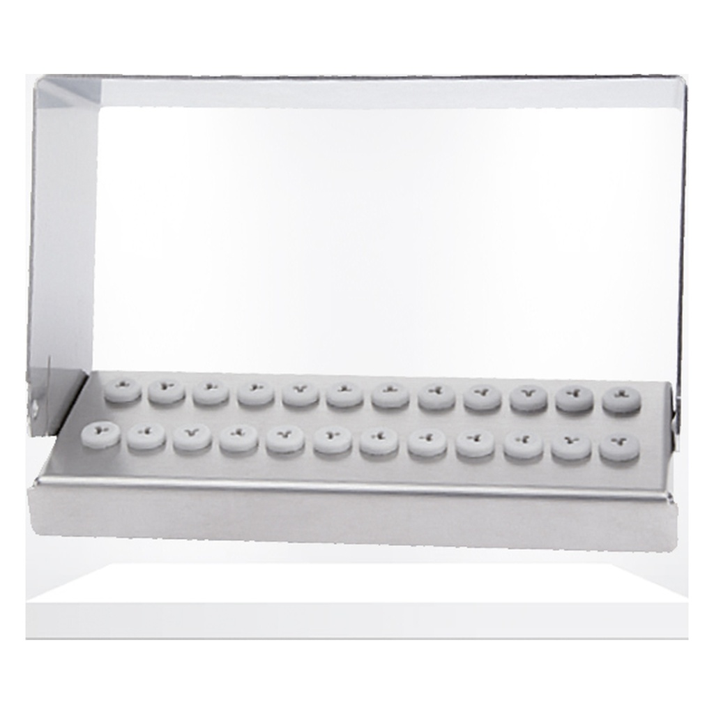 Fresero aluminio JOTA 24 huecos HP. Organiza fresas dentales.