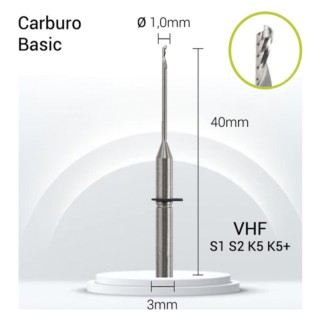 Carburo 3mm JOTA para PMMA y PEEK V3-J10-010. Fresado dental preciso.