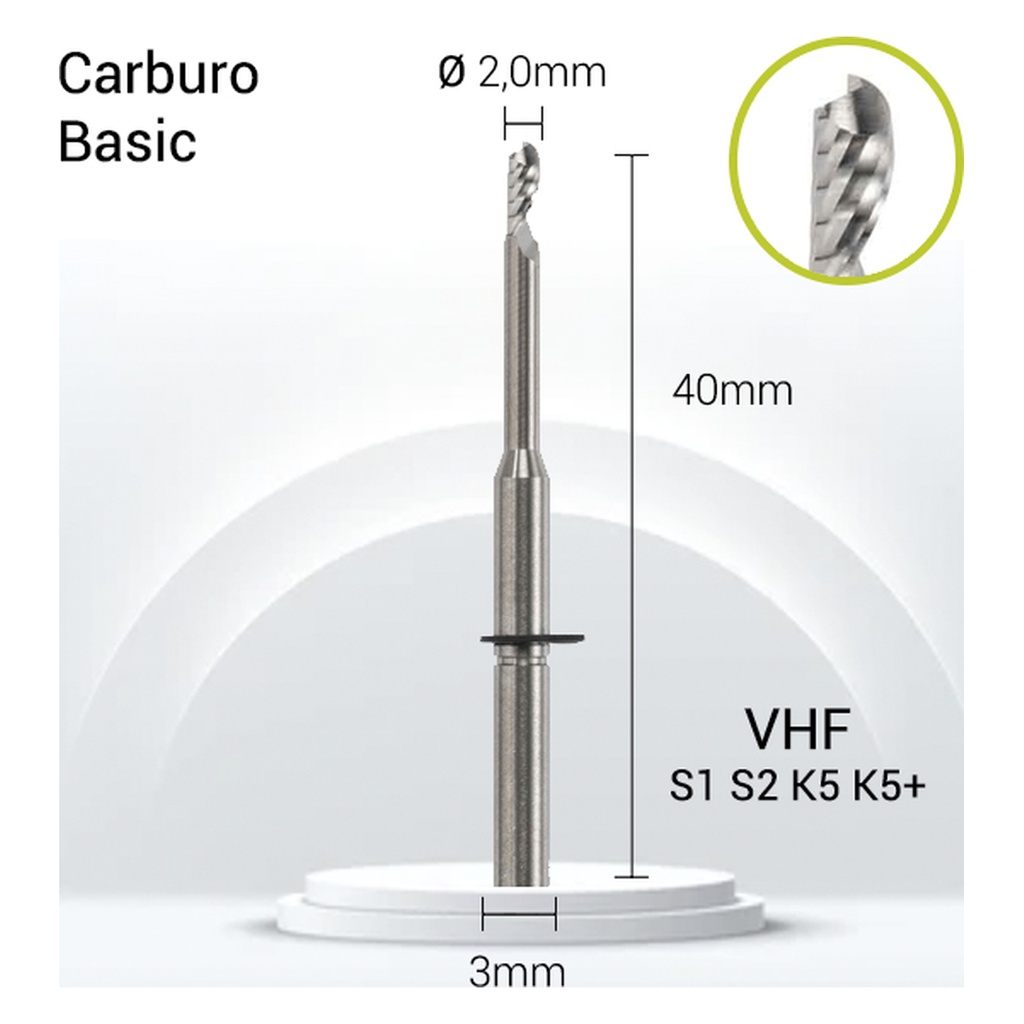 Carburo 3mm JOTA para PMMA y PEEK V3-J10-020