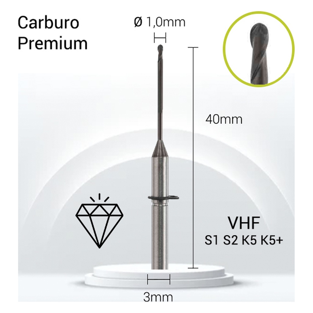 Carburo 3mm JOTA para zirconio (diamante CVD) V3-J23-010