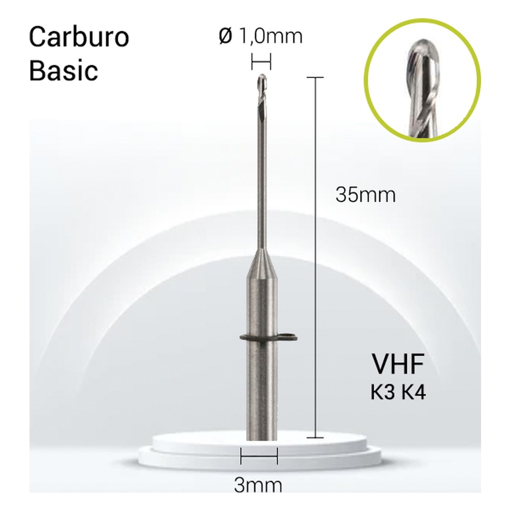Carburo 3mm JOTA para PMMA y Zirconio VH3-J20-010. Fresas dentales.