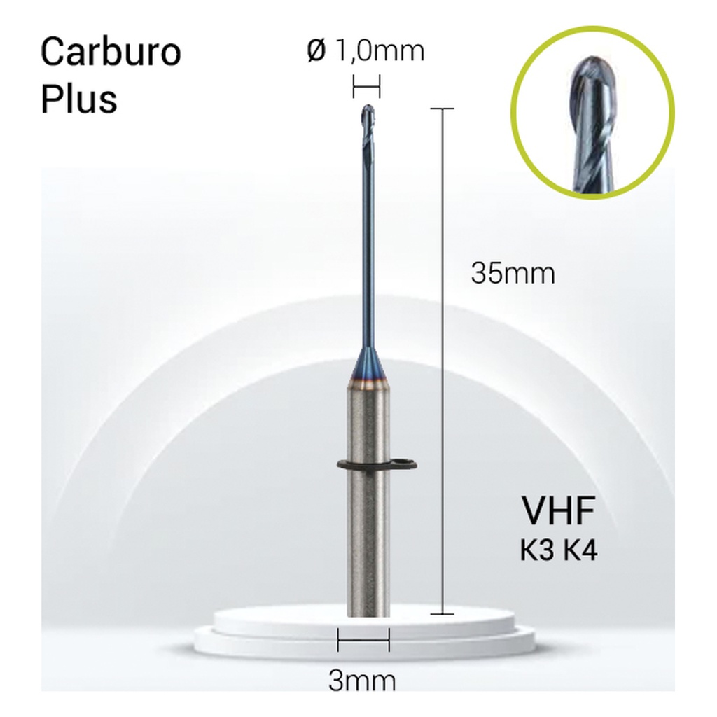 Fresa Carburo Plus 3mm JOTA para Zirconio VH3-J21-010