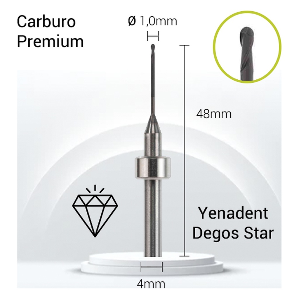 Carburo + Diamante 3mm JOTA para Y4-J23-010. Fresas dentales de alta precisión.