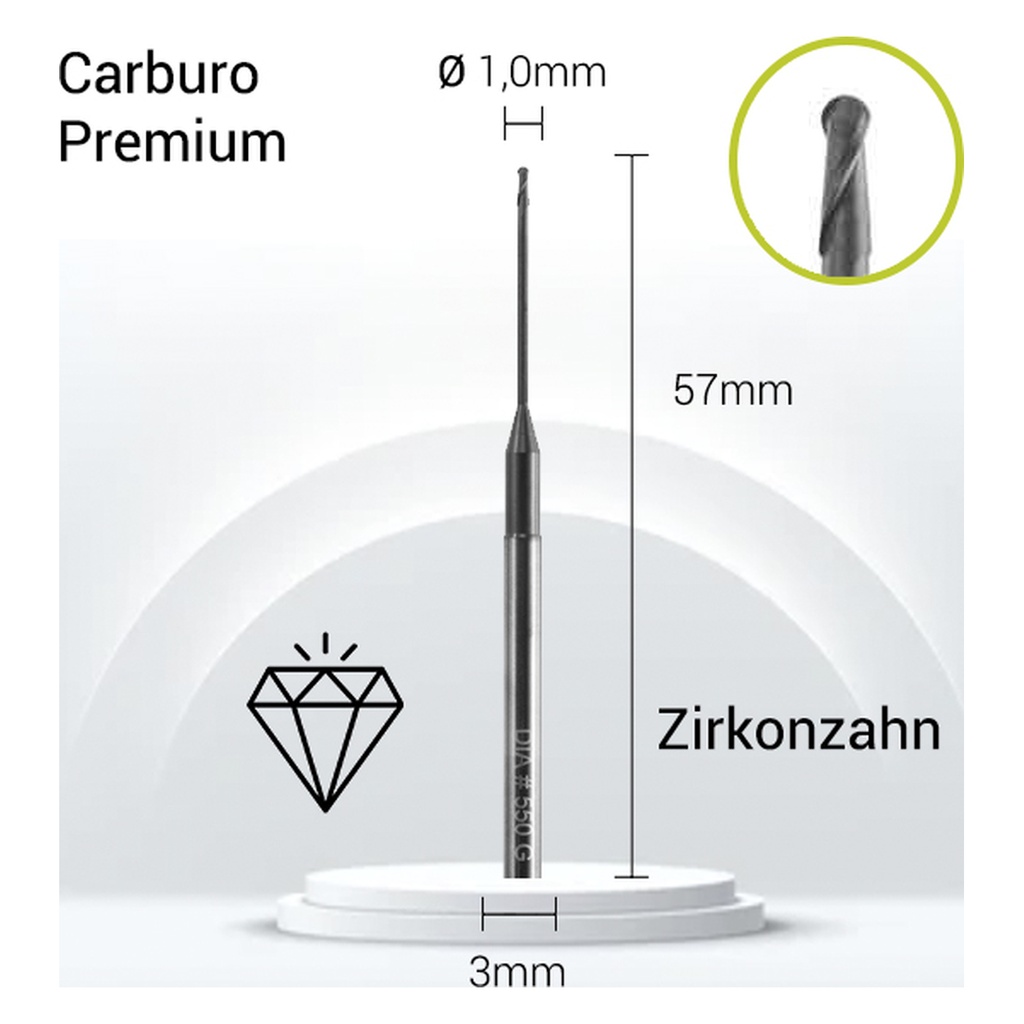Carburo + Diamante 3mm JOTA para ZZ3-J05-010. Fresas dentales de precisión.