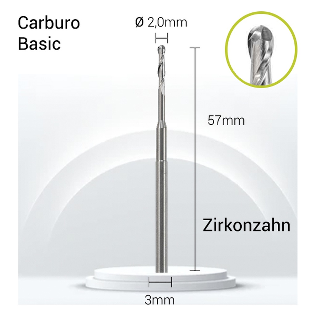 Carburo 3mm JOTA para PMMA y cera ZZ3-J12-020. Fresas dentales.