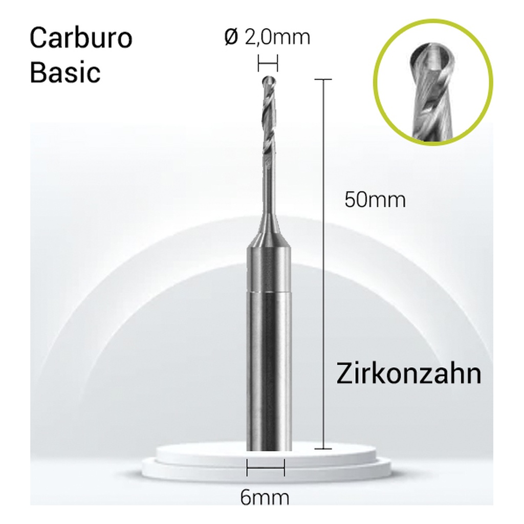 Carburo 6mm JOTA para ZrO, PMMA, Cera. Fresado dental ZZ6-J12-020