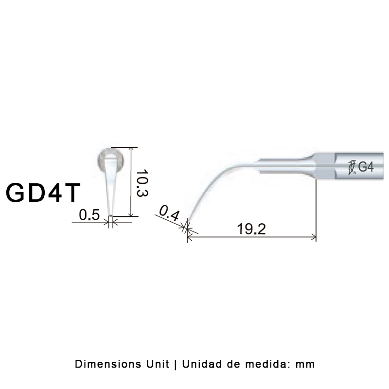 Punta ultrasonidos Woodpecker GD4T compatible Satelec profilaxis titanio