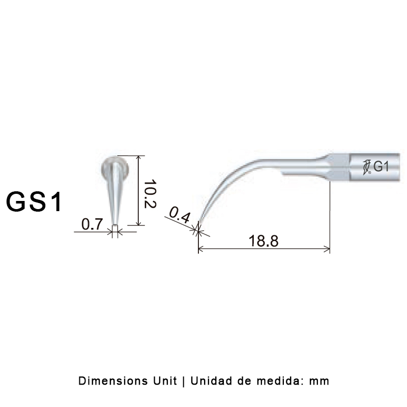 Punta ultrasonidos Woodpecker GS1 compatible Sirona profilaxis dental.