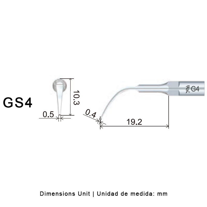 Punta ultrasonidos Woodpecker GS4 compatible Sirona profilaxis dental.