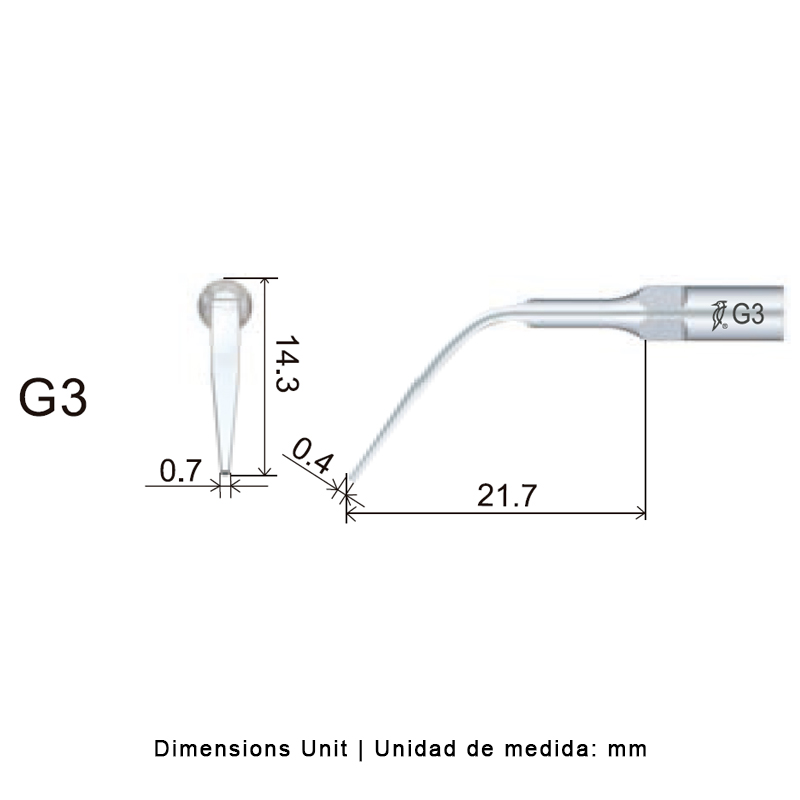 Punta ultrasonidos Woodpecker G3 compatible EMS profilaxis dental.