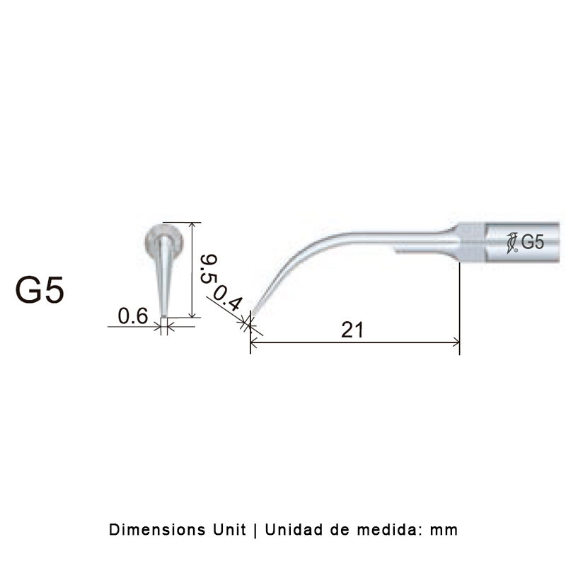 Punta ultrasonidos Woodpecker G5 compatible EMS para profilaxis dental.