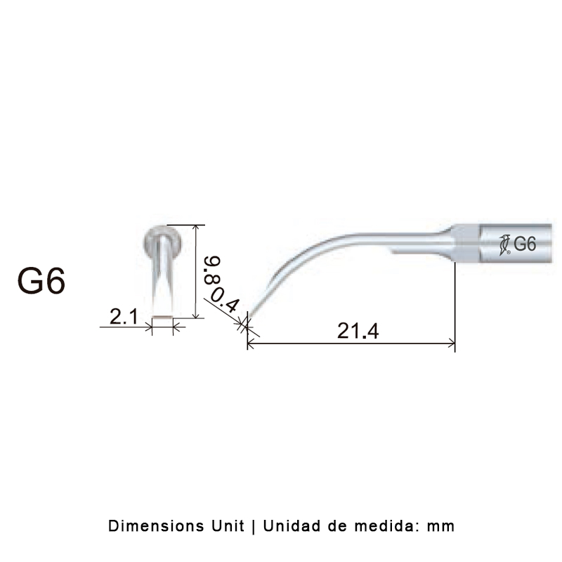 Punta ultrasonidos Woodpecker G6 compatible EMS profilaxis dental.