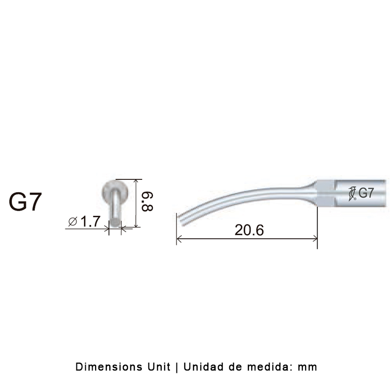 Punta ultrasonidos Woodpecker G7 compatible EMS profilaxis dental.