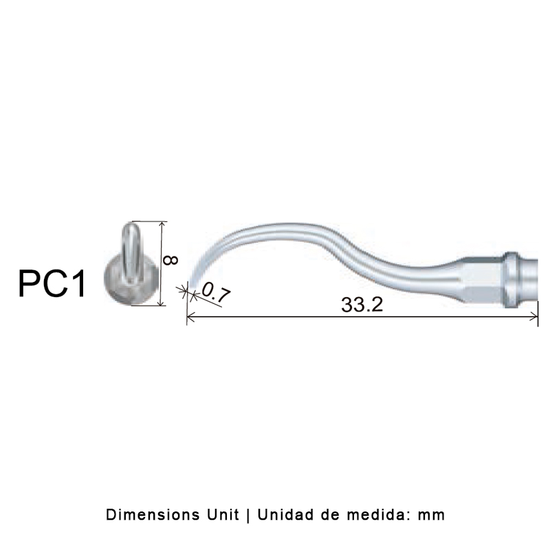 Punta ultrasonidos Woodpecker PC1 compatible KaVo para periodoncia.