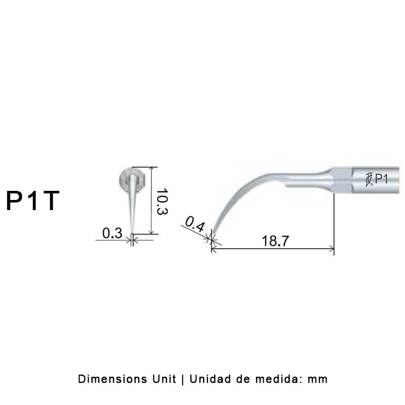 Punta ultrasonidos Woodpecker P1T Perio Titanio compatible EMS