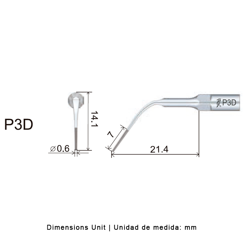 Punta ultrasonidos Woodpecker P3D compatible EMS perio diamantada.
