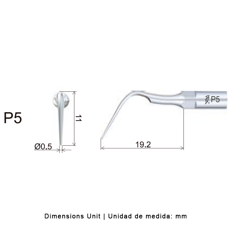 Punta ultrasonidos Woodpecker P5 compatible EMS para periodoncia.