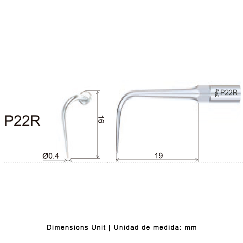 Punta Woodpecker P22R EMS Perio. Tratamiento periodontal.