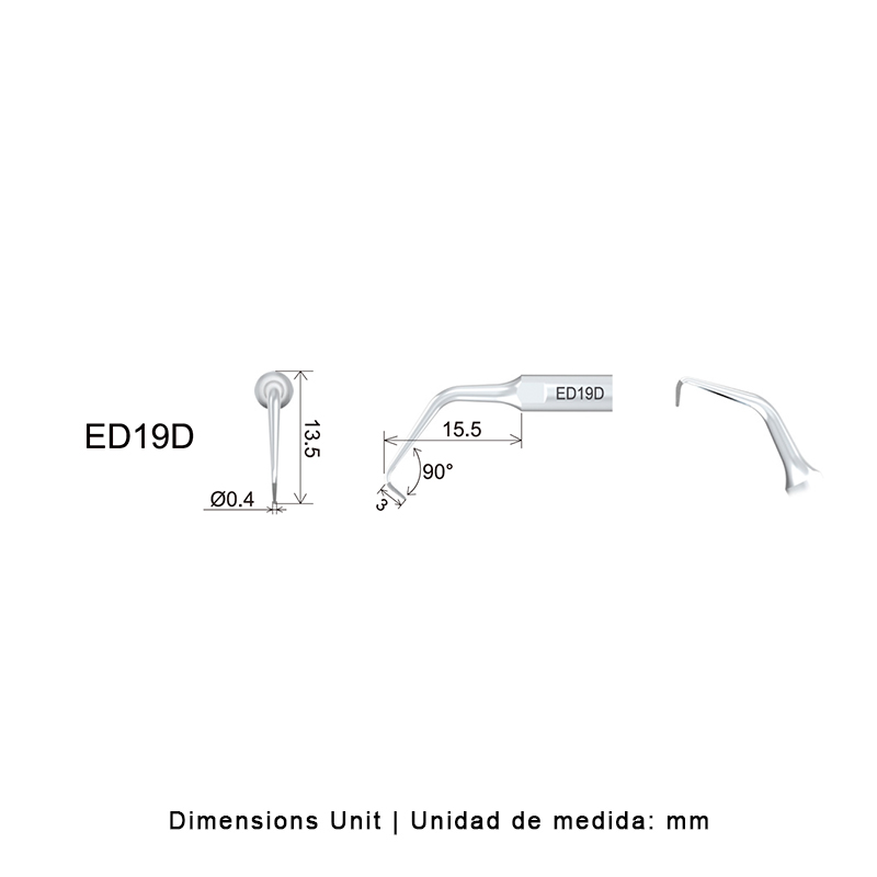 Punta ultrasonidos Woodpecker DTE ED19D compatible Satelec endo diamantada.