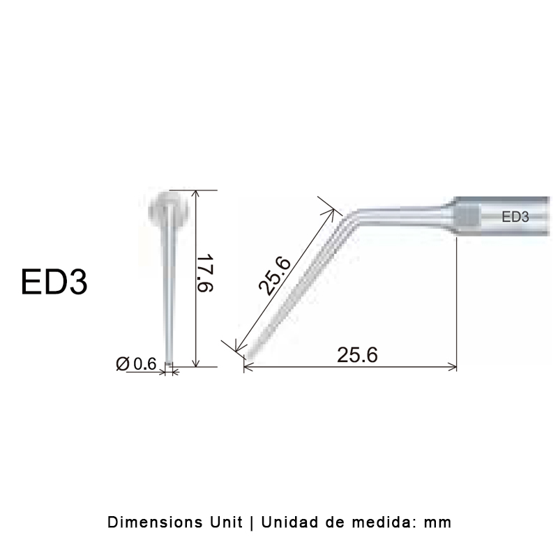 Punta ultrasonidos Woodpecker ED3 compatible Satelec Endo