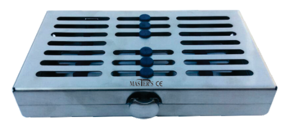 Caja esterilización dental Master inox silicona 7 instrumentos.