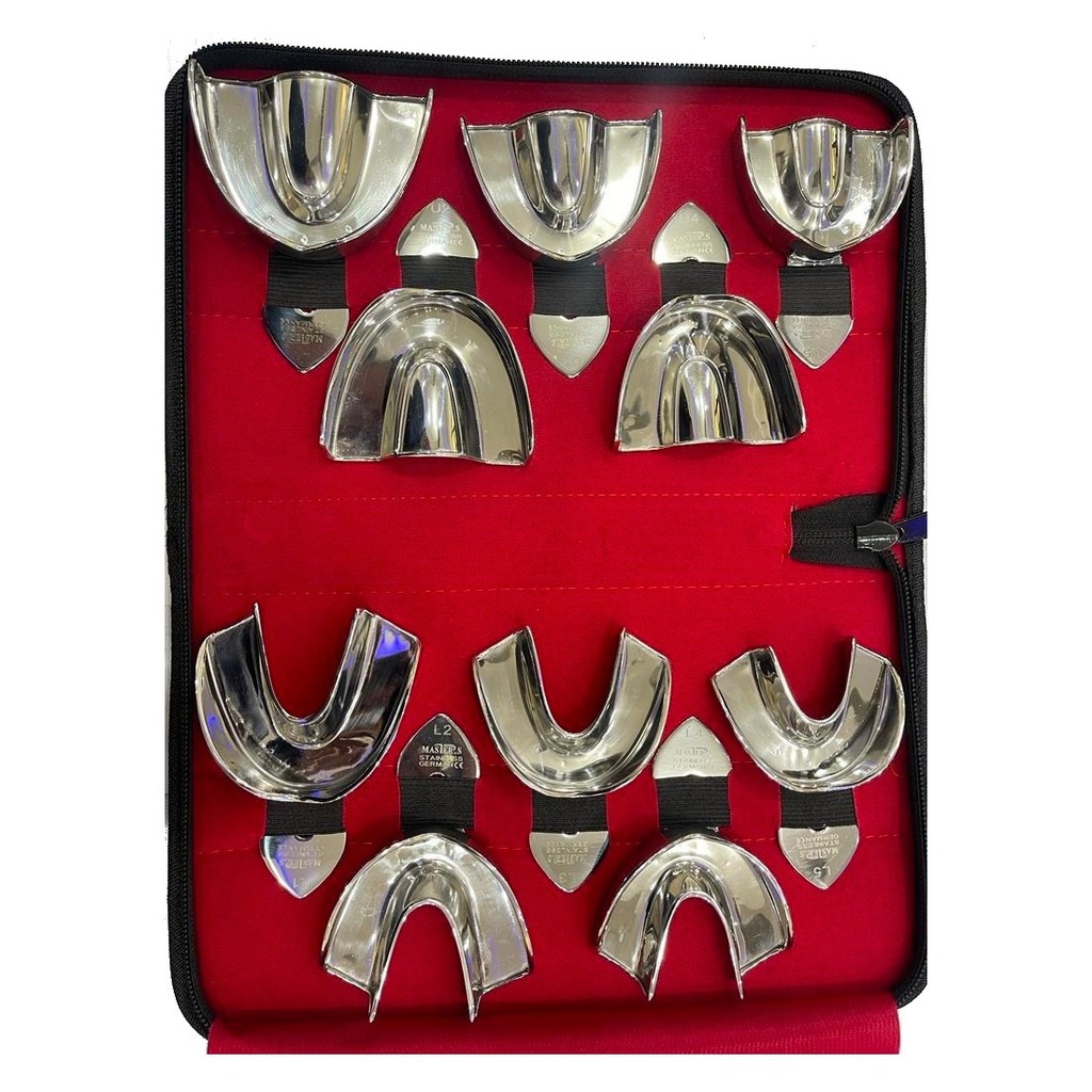 Cubetas impresión Rimlock MASTER, lisas, para prótesis dental (estuche x10)