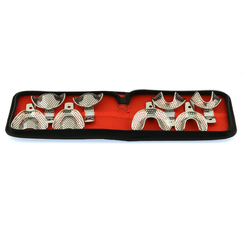 Juego de 8 Cubetas de Impresión Perforadas para Edéntulos