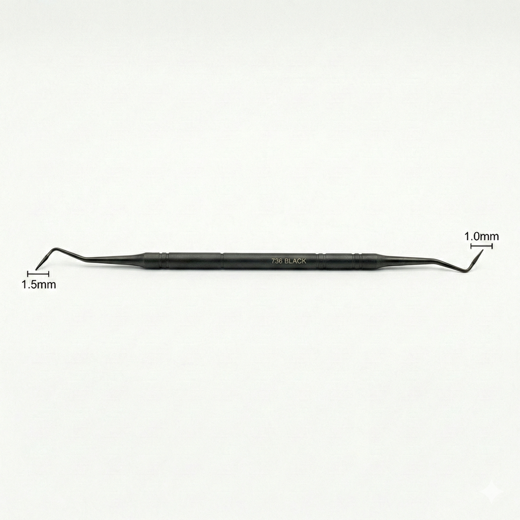 Atacador dental doble lanza titanio MASTER 8mm negro.