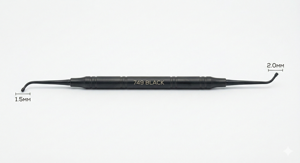 Bruñidor dental MASTER 1.5/2.0mm titanio negro. Instrumento odontológico.