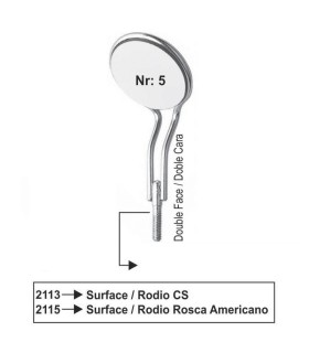 Espejo dental MASTER N.5 rodio doble cara rosca americana.