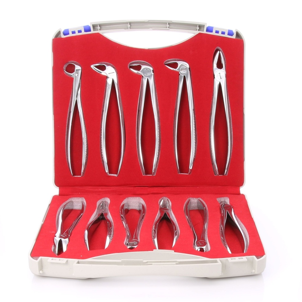 Kit fórceps extracción dental adulto Master. Instrumental odontológico profesional.