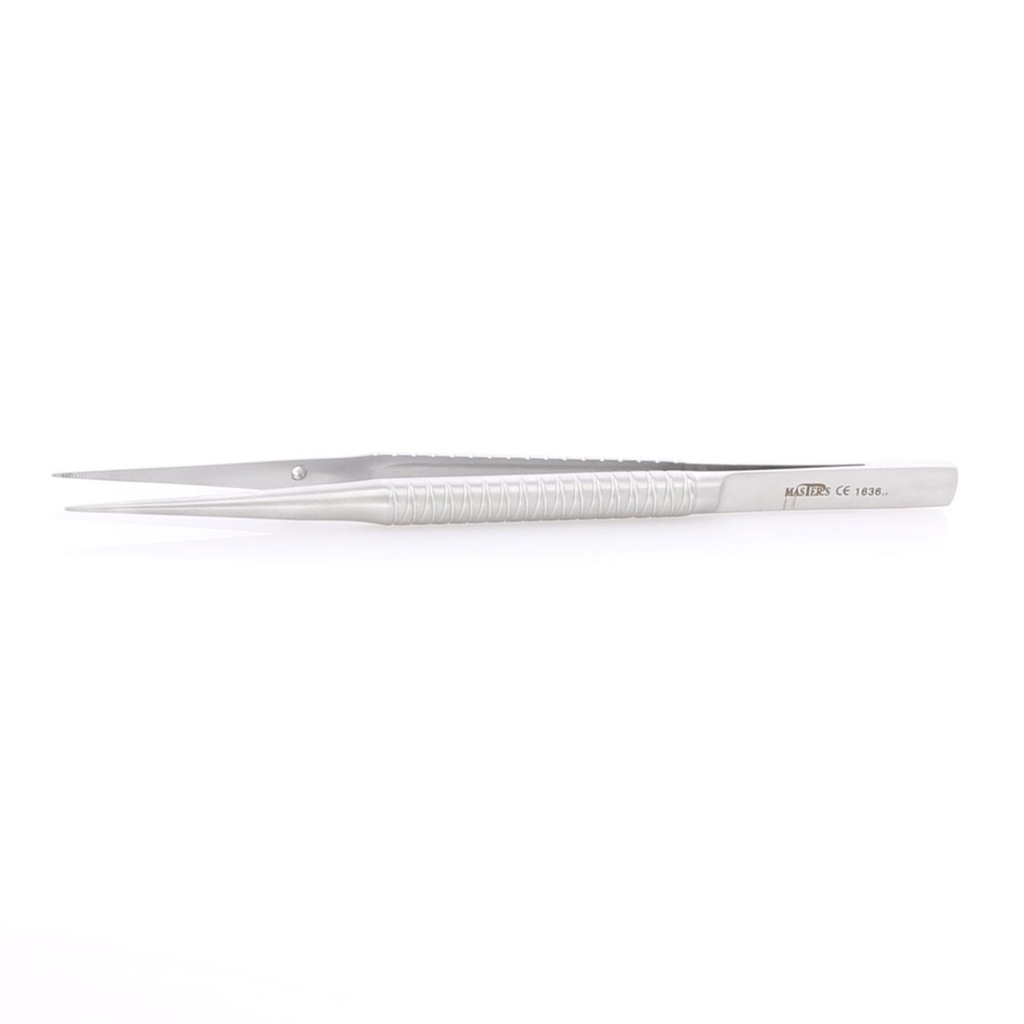 Pinza microcirugía recta Master 0.8mm. Instrumental dental preciso.