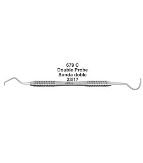 Sonda doble fino MASTER, mango 8mm. Exploración dental precisa.
