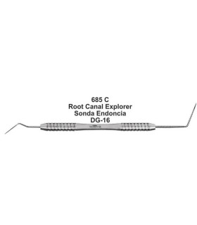 Sonda doble ENDO DG 16 MASTER, mango 8mm. Instrumento dental fino.