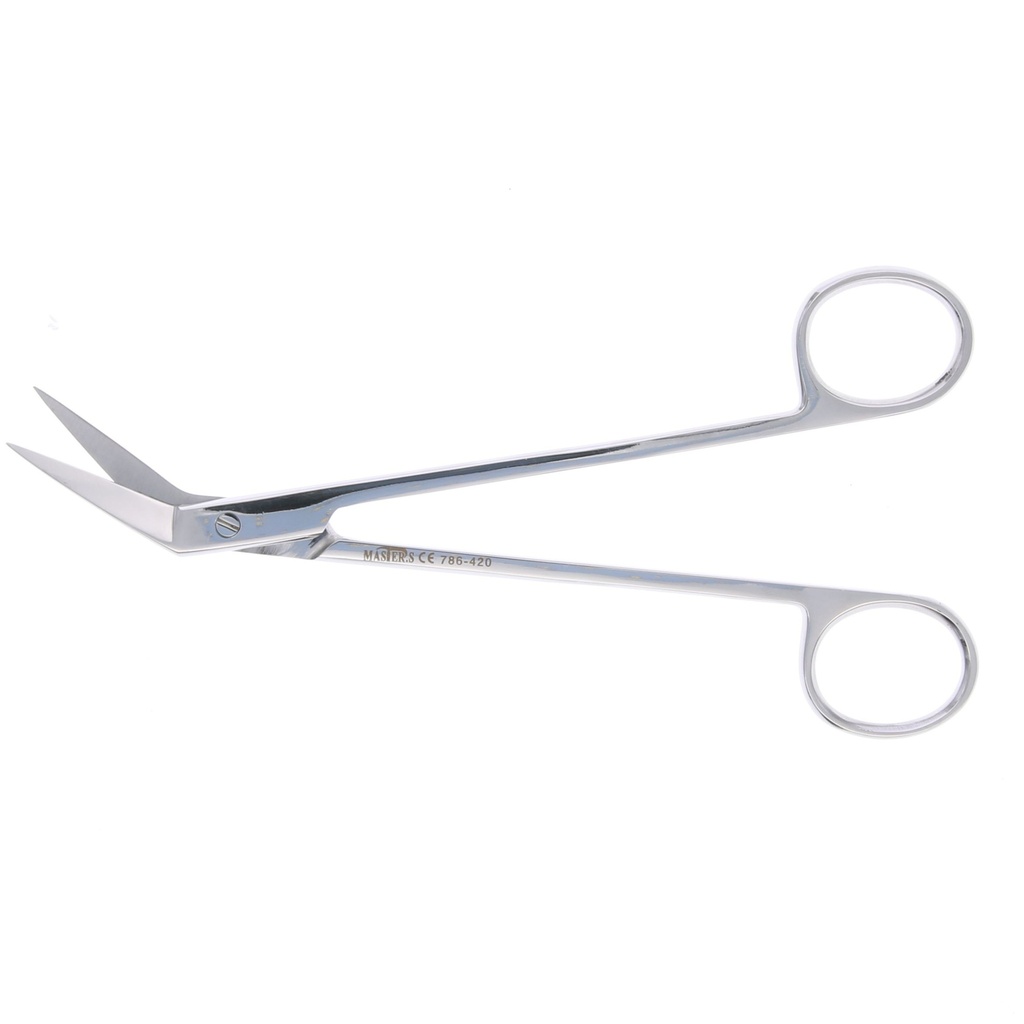 Tijera Locklin angulada Master 16cm para cirugía dental.