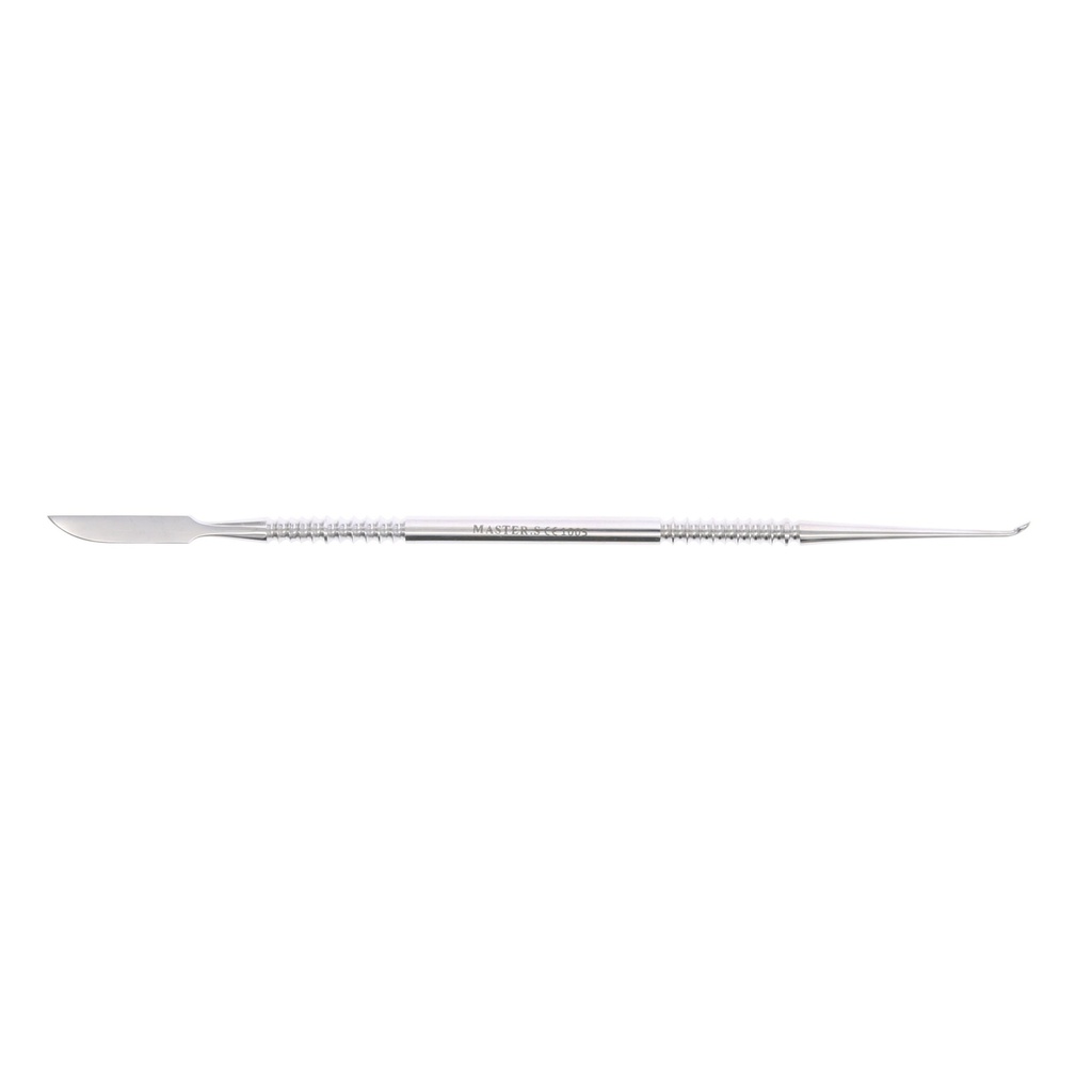 Instrumento Le Cron Master hoja ancha para modelado de cera dental.