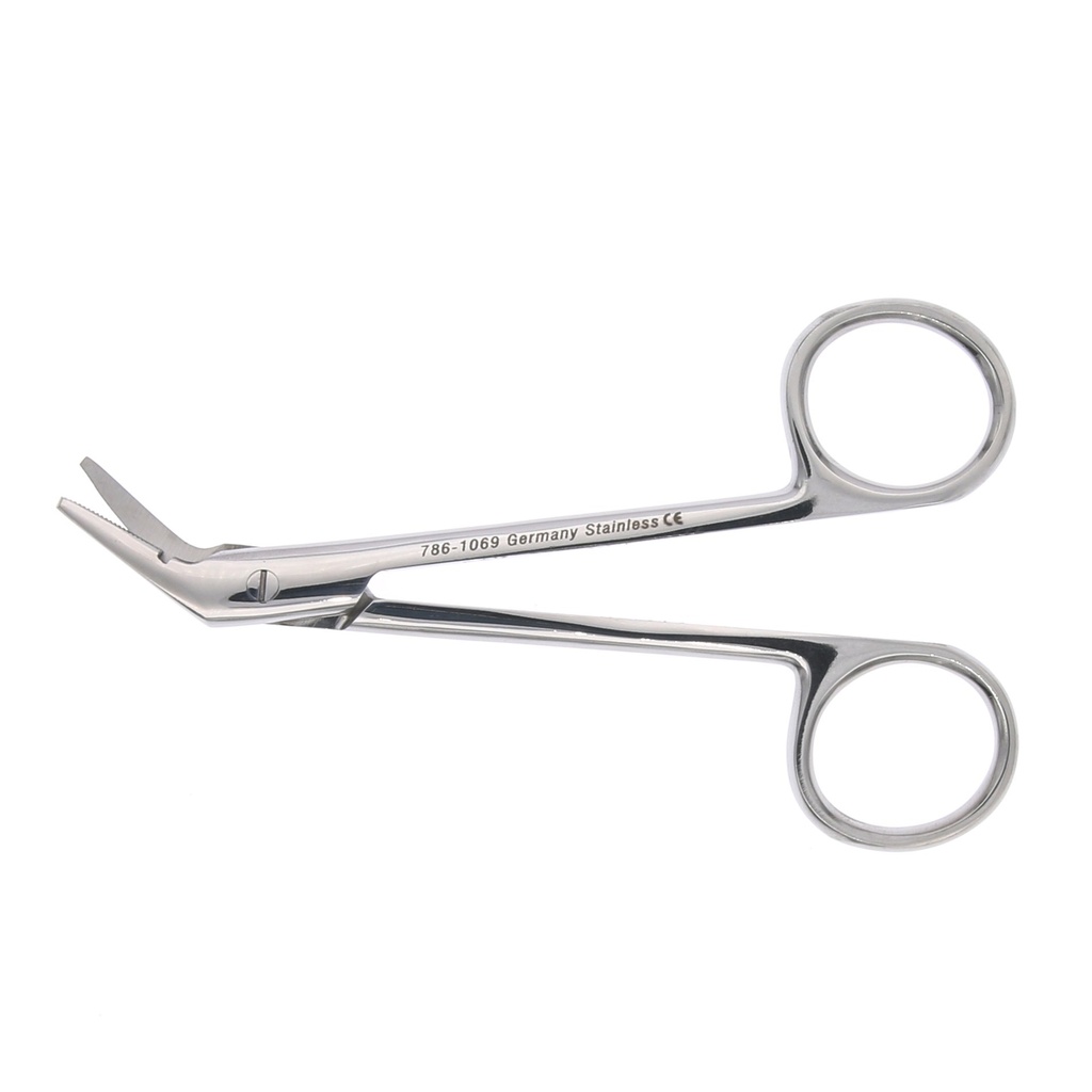 Tijera corte grueso angulada Master dental.