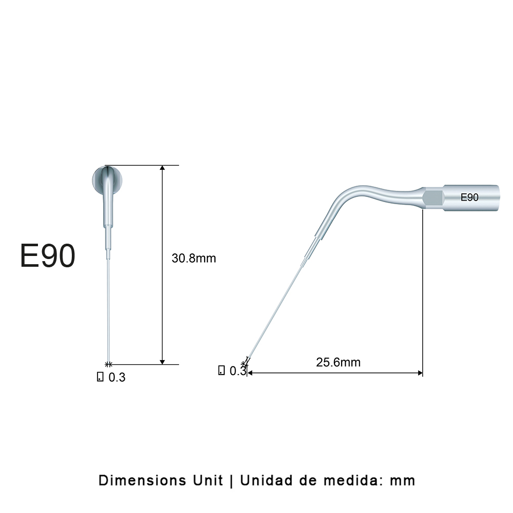 Punta E90 para endoactivador Woodpecker ENDO 1 | Blanco y comp. - punta ultrasonidos Woodpecker.